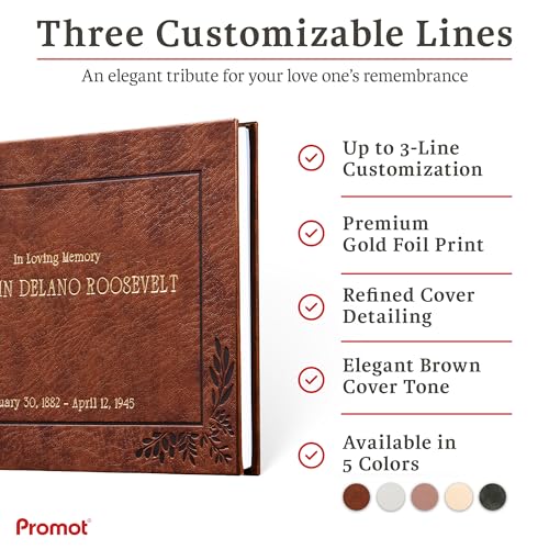 Promot Funeral Guestbook - Guestbook for Funeral Celebration (Brown) - color: Brown