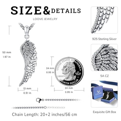 Angel Wings Necklace 925 Sterling Silver Guardian Angel Nurse RN Caduceus Pendant Charm Crystal Angel Jewelry Gifts for Women - style: B-Angel Wing