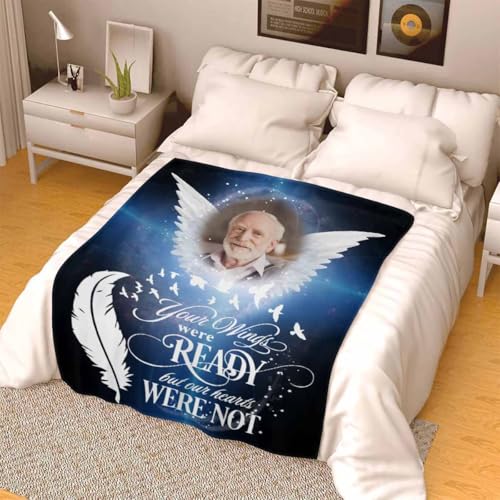 Personalized Memorial Blanket with Photos Custom Sympathy Throw Blankets in Memory of Loss of Grandpa Grandma - color: Color 27