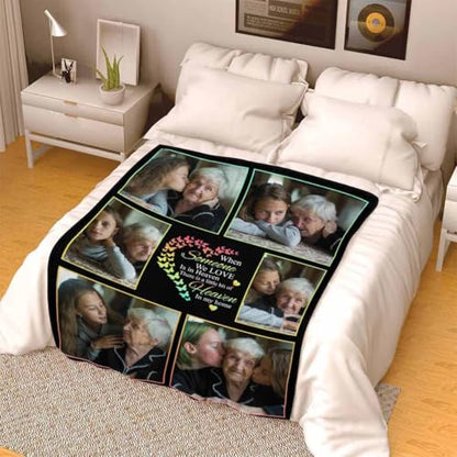 Custom Memorial Blanket Gifts When Someone We Love is in Heaven There's a Little Bit of Heaven in My Home Personalized Photo Collage Blankets with Name Loss Sympathy Blanket for Loss of Dad Mom - color: No.1
