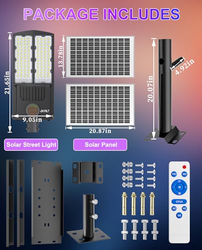 JAYNLT Y-10500W Solar Street Lights Outdoor, Commercial Parking Lot Lights - size: 4X-Large