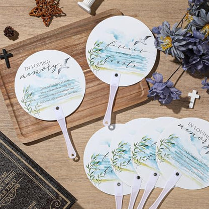 Teling 50 Pcs Funeral Favors Fans Memorial Plastic Celebration of Life Handheld Fans with Plastic Handle Hand for Funeral Guests Services Condolence Sympathy Gift Supplies(Sea Mew) - style: Sea Mew