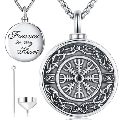 Aniu S925 Sterling Silver Urn Necklace Cremation Jewelry for Ashes - color: Compass - B