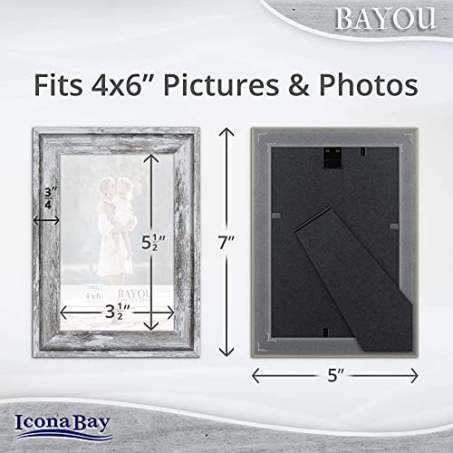 Icona Bay 6x4 Picture Frame (Azure Grey, 1 Pack) Cape Cod Style 6 x 4 Photo Frame, Table Top or Wall Mount, Bayou Collection - size: 4x6