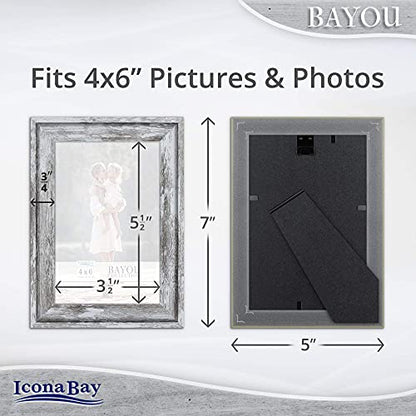 Icona Bay 6x4 Picture Frame (Azure Grey, 1 Pack) Cape Cod Style 6 x 4 Photo Frame, Table Top or Wall Mount, Bayou Collection - size: 4x6