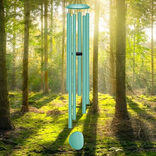 66" Extra Large Wind Chimes for Outside, 6 Thick and Bold Aluminum Tubes | Deep Tone Tuned Relaxing Melody Big Wind Chimes for Garden Patio Decor, Great Gift Idea for Mother's Day (Ocean Blue) - color: Ocean Blue, size: 66"