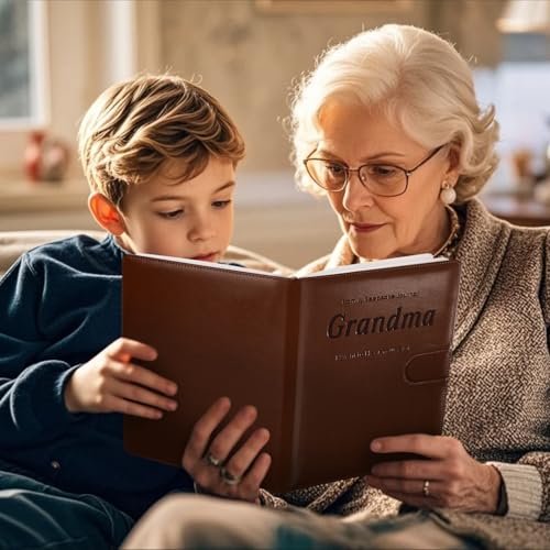 Artmag Grandma's Life Story Journal with 250+ Prompt Questions, Family Keepsake Book Leather Cover for Grandma to Share Her Memories for Birthday Mother's Day Christmas (Brown) - style: Grandma's Life Story Journal （Brown）
