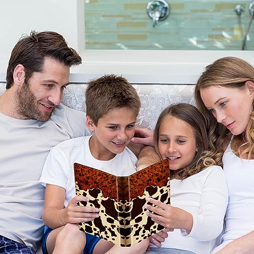 Photo Album 4x6 Photos - 60 Photos Capacity PU Leather Cover Photo Album with Strong Elastic Band, Portable Picture Album for Family Wedding Wedding Anniversary, Brown Cow - color: Brown Cow
