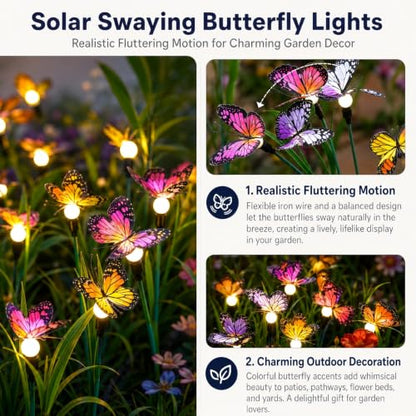 Solar Garden Lights 4 Pack, Upgraded Swaying Butterfly Light,Outdoor Light,Decorative Lights Yard Patio Pathway Decoration, Larger Solar Panel & Better Sway Effect - size: 4 Pack