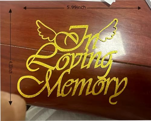 Happy Birthday in Heaven,In Loving Memory Cake Topper for Birthday,Anniversary,Funeral,Celebration of Life Party Supplies,Gold Glitter - color: In Loving Memory