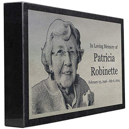 PlaqueMaker Stainless Steel and Granite Memorial Headstone - Markers for Lost Family Members, Infants, Loved Ones, Friends, Dogs, Cats, and Other Family Pets. (14 x 9 x 2) - size: 14 x 9 x 2"