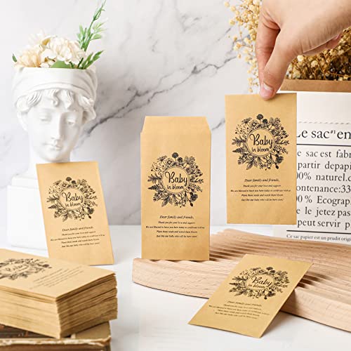 Fumete 50 Pcs Baby Shower Seed Packets Self Adhesive, Black Flower - style: Black Flower