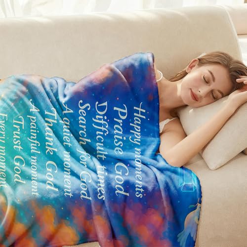 Christian Gifts for Women Blanket 60"x50" – Inspirational Bible Verse Throw Blanket, Religious Cross Dove Prayer Shawl, Spiritual Birthday Gifts, Baptism, Friendship, Encouragement Gifts for Her