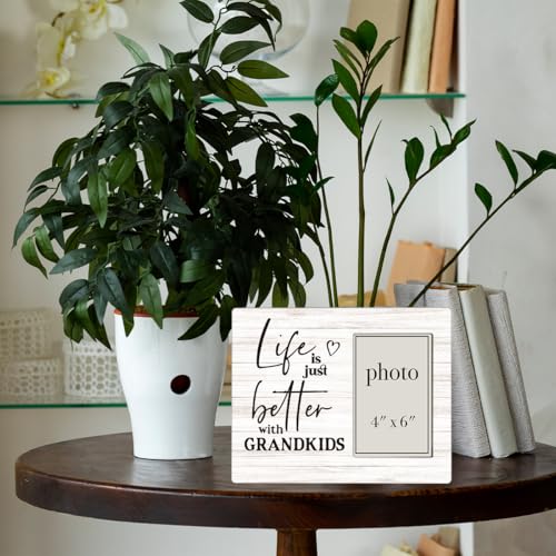 Life Is Just Better with Grandkids Picture Frame, Grandpa Grandma Gifts | Grandparents and Grandkids Wooden Picture Frame, 4 x 6 Inch Photo - color: Life