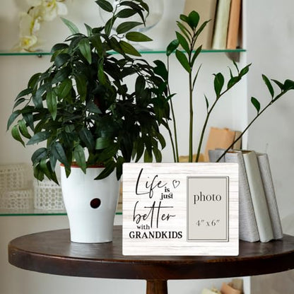 Life Is Just Better with Grandkids Picture Frame, Grandpa Grandma Gifts | Grandparents and Grandkids Wooden Picture Frame, 4 x 6 Inch Photo - color: Life
