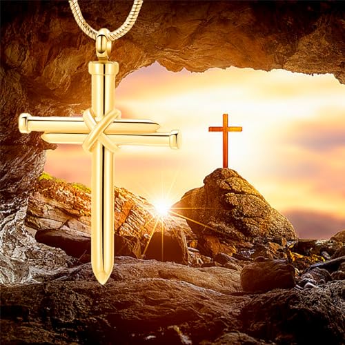 Cremation Jewelry for Ashes Pendant - Cross Urn Necklace with Mini Keepsake Urn Memorial Ash Jewelry - color: Customize-Style 2