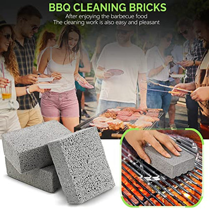 Maryton Grill Stone Cleaning Brick - Griddle Grills Cleaning Kit Block Pumice Stone for Removing Stains BBQ Grease, 3 Count | Pumice Brick for Removing Stains BBQ Grease of Griddle