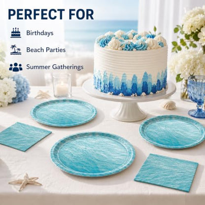 40 Pcs Ocean Sea Plates and Napkins Set, Large 9 Inch Blue Party Plates - color: Ocean Sea