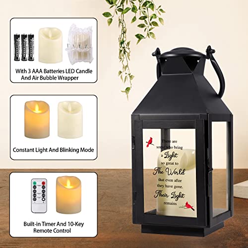 Memorial Lantern, Sympathy & Bereavement Gift with Flickering LED Candle & Remote Timer, UV Printed Remembrance Keepsake, Their Light Remains in Loving Memory Tribute - color: There are some who bring a Light so great to The World