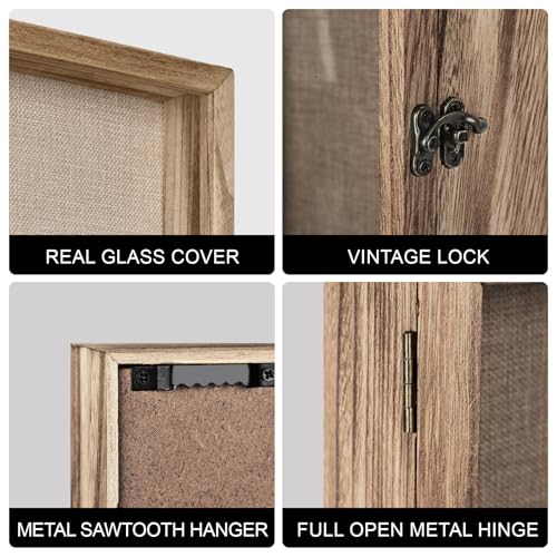 13×16 Shadow Box Frame, Linen Back, Glass Door, Hinge Display Case - color: Carbonized, size: 13×16