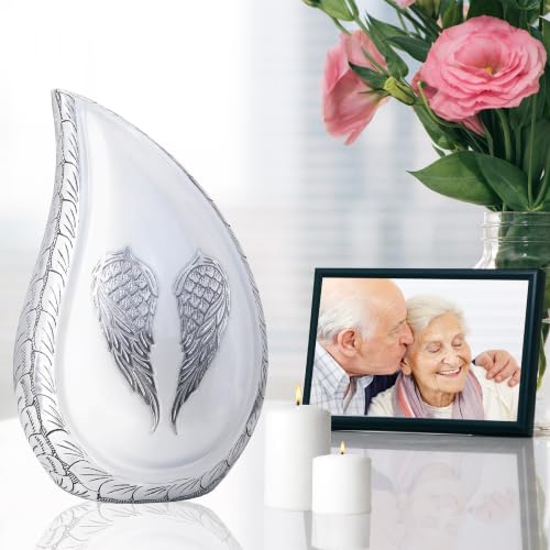 M MEILINXU White Angel Wings Urns for Human Ashes Adult Female, Full Size