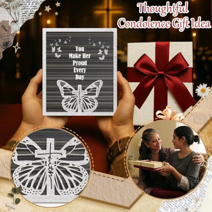 Memorial Plaque Sympathy Gifts for Loss of Loved One, "You Make Her Proud Every Day" Wooden Remembrance Sign for Bereavement, Funeral, Remembrance or Condolences - style: Make Her Proud