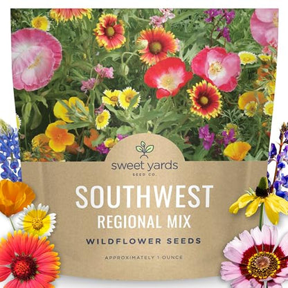 Southwest Regional Mix - Large 1 Ounce Packet - 15,000 Flower Seeds for Planting - Wildflower Mix - size: 1 Ounce (Pack of 1), style: Southwest Regional Mix