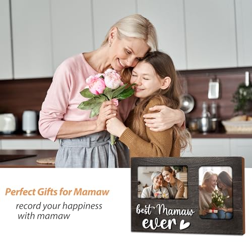 Mamaw Gifts, Mothers Day Mamaw Gift from Grandkids, 3D Photo Frame Hold 4x6 Inches Two Photos - Picture Frame Present for Grandparents Day, Birthday - color: mamaw