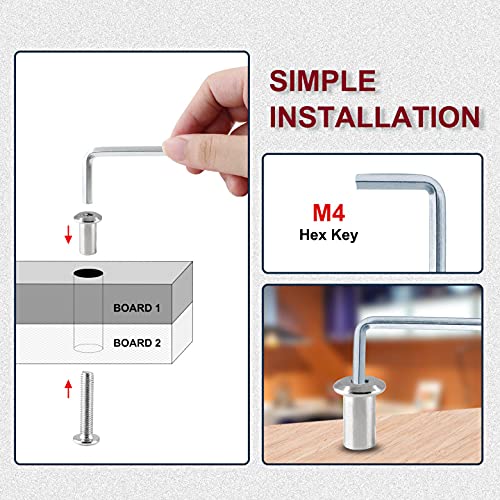 M6x20mm Hex Drive Socket Cap Bolt, Silver, 10 Pair (20 Piece) | Allen Wrench Included, Countersunk Screw Barrel Nuts, Binding Screws, For Crib Replacement Belt Cabinet - color: Silver, size: M6x20mm