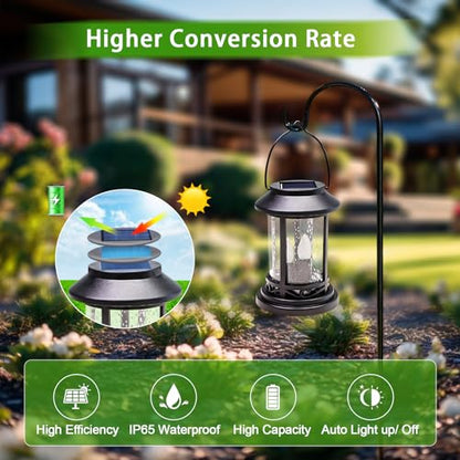 Beautyard 6 Packs Outdoor Solar Candles Lights Flickering Decorative Lantern Stake Lighting for Garden, Backyard, Lawn, Pathway, Patio Accessories and Decor ( Small 6 Pack , Black )…