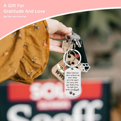 Sisadodo Rainbow Bridge Dog Memorial Gifts for Loss of Dogs Cats Rainbow Bridge Bracelet Keychains Paw Crystal Sun Catcher - color: Keychian and Crystal Suncatcher