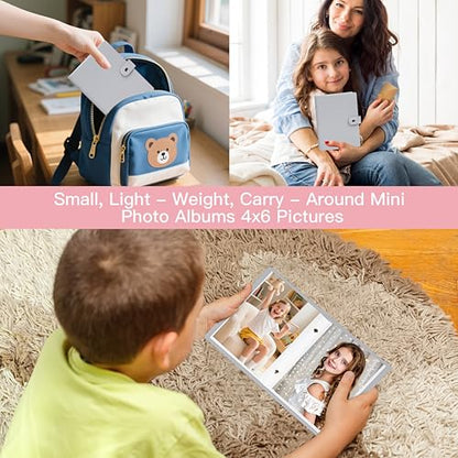 Ruibytree 2 Pack Small Photo Albums 4x6 Pictures, 104 Photos Total, Grey - color: Grey