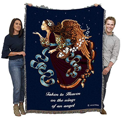 Pure Country Weavers Taken to Heaven Blanket - Religious Sympathy Gift Tapestry Throw Woven from Cotton - Made in the USA (72x54) - color: Taken to Heaven, size: 72" x 54"