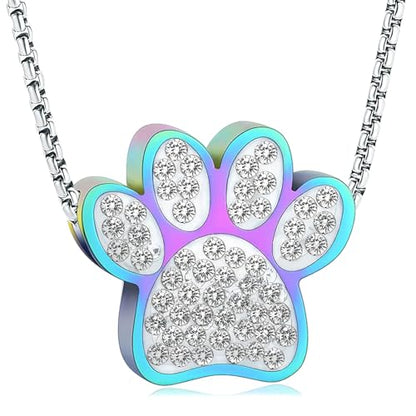 Oinsi Infinity Love Pet Cremation Jewelry for Ashes of Dog/Cat Funeral Keepsake Urn Necklace Pendant Memorial Jewellery - color: B-Colorful