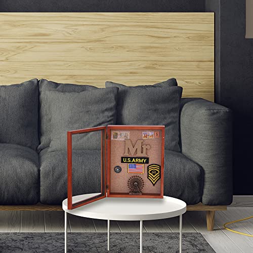 11x14 Deep Shadow Box Frame with Hinged Door, Cherry - color: Cherry, size: 11x14