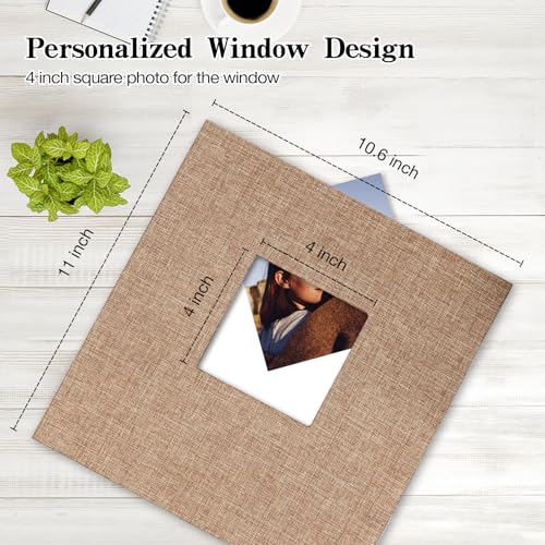 potricher Self Adhesive Photo Album 40 Pages, Linen cover, Khaki | Photo Album Self Adhesive 4x6 5x7 8x10 Pictures, Linen Cover DIY Scrapbook Albums for Family, Wedding, Baby, Anniversary - color: Khaki, size: 11x10.6 Inches 40 Pages