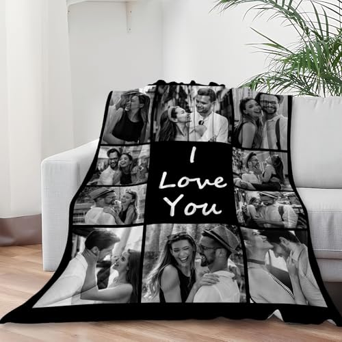 XINLING Custom Memorial Blanket with Pictures for Loss of Loved One Personalized Photo Blanket Customized Sympathy Gifts in Memory of Mom Dad Grandma Grandpa(10 Photos) - color: 10 Photos