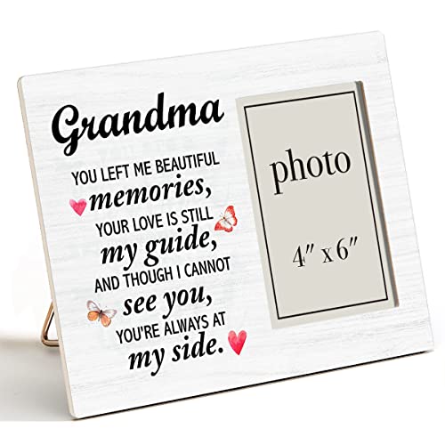 Zauly Memorial Wooden Picture Frame Gift for Loss of Grandma, in Memory of Grandma Wood Photo Frame Sympathy Bereavement Gifts, Tabletop & Wall Mounting, 4x6 Inch Photo