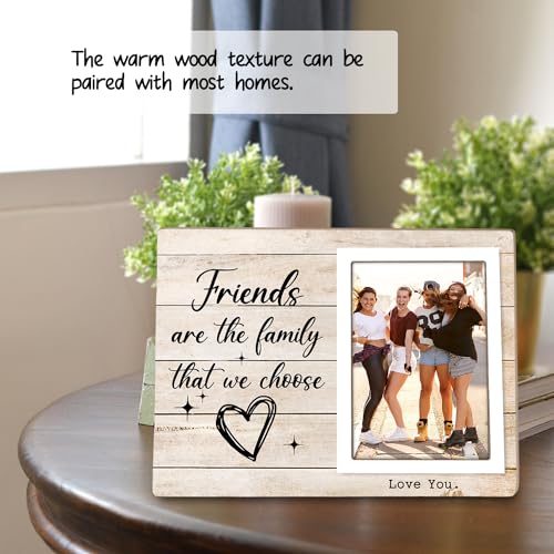 Family Picture Frame, Best Friend Picture Frame Gifts for Best Friend Women BFF Sister, Friends Are the Family We Choose Wooden Photo Frame 4 x 6Inch Heart Pattern12P054 (Pack of 3) - size: 4X6 (Pack of 3)