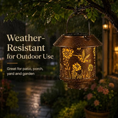 2 Pack Solar Lantern Outdoor Hanging, Gifts for Women Mom （Hummingbirds ） - color: b-Hummingbird-2PC