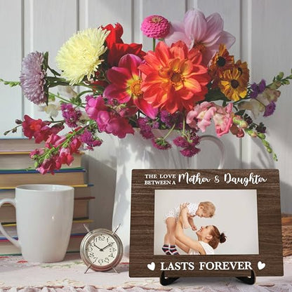 Mom Pictures Frame, The Love Between A Mother And Daughter Photo Frame with Stand, Mother's Day Gifts From Daughter, Farmhouse Home Living Room Bedroom Office Decoration -a50, Rustic - color: Mother & Daughter