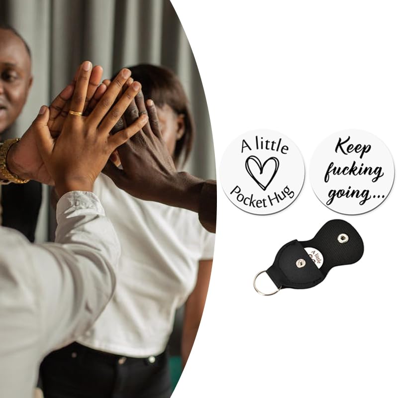 ShiQiao Spl Keep Fucking Going Pocket Hug Token Keychain for Women Men Sister Brother Birthday Christmas Gifts for Friends Daughter Son Inspirational Gifts Self Encouragement Key Chains with PU Pouch - color: Keep Fucking Going