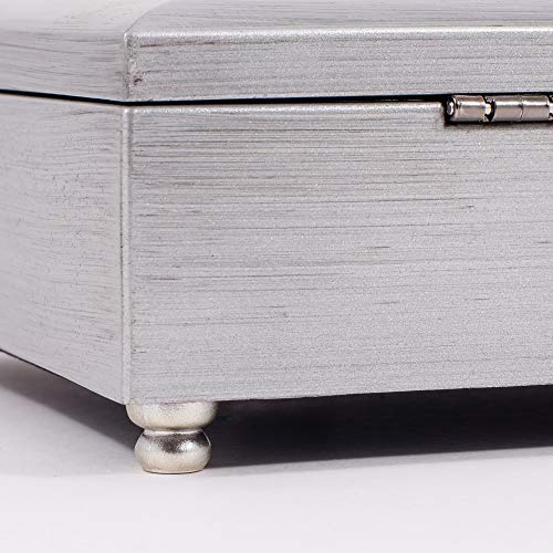 Cottage Garden Can Do All Things Through Christ Brushed Silvertone Jewelry Music Box Plays Amazing Grace