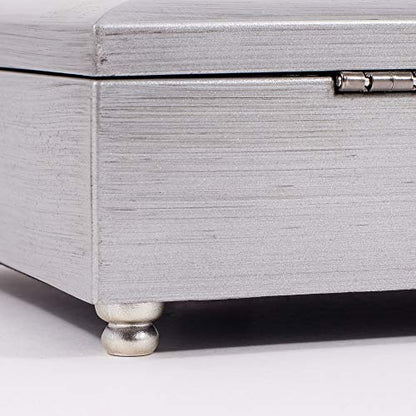 Cottage Garden Can Do All Things Through Christ Brushed Silvertone Jewelry Music Box Plays Amazing Grace