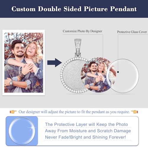 YIMERAIRE Customized Picture Necklace Personalized Circle Chain - color: 00171 Text necklace with Silver Cuban chain