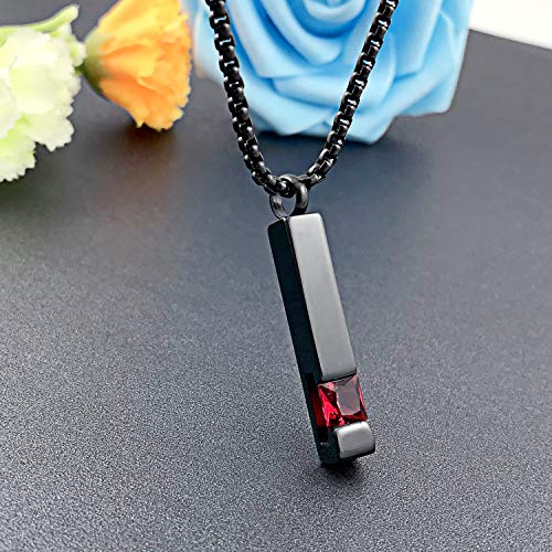 YOUFENG Urn Necklaces for Ashes Birthstone Cube Urns for Human Ashes Memorial Cremation Urn Locket Keepsake Ashes Jewelry - style: July