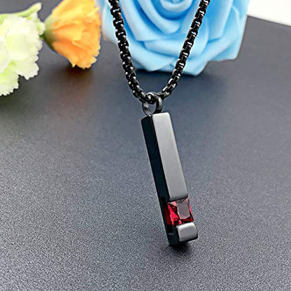YOUFENG Urn Necklaces for Ashes Birthstone Cube Urns for Human Ashes Memorial Cremation Urn Locket Keepsake Ashes Jewelry - style: July