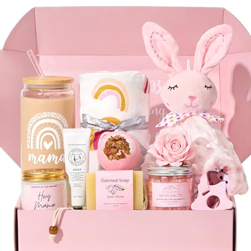 iAOVUEBY New Mom Gifts & Baby Girl Gifts, Baby Shower Gifts for Mom to Be, Pregnancy Gifts for Expecting Mom, First Time Mother's Day Gift for New Mom, Pregnancy Gifts for Women and Baby - color: A. Bunny Pink