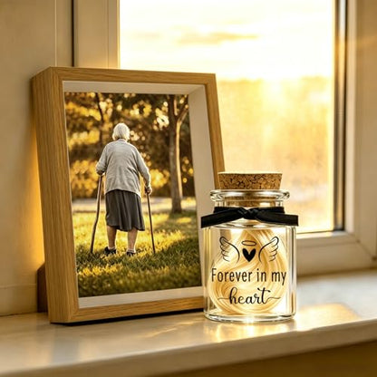 Personalization Memorial Photo Frame with Glass Keepsake Jar，Perfect for Preserving Loved One’s Hair & Memories，Sympathy Bereavement Gift - Holds 4x6 inch pictures (wood 3) - color: wood 3