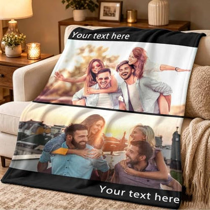 Personalized Photo Throw Blanket for Christmas Birthday, Custom Blanket with Photos Customized Picture Blankets Sofa Blanket Gifts for Friends Family Couples Dad Mom Daughter Son 50" x 60" - color: Multi2